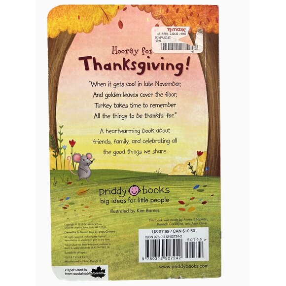 Hooray For Thanksgiving! Board Book By Kim Barnes Priddy Books Childrens Story - Picture 9 of 13